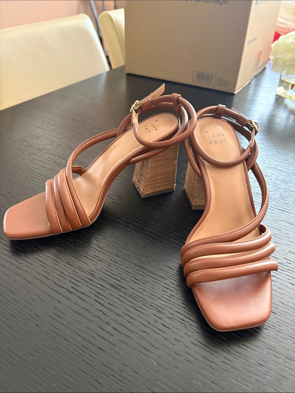 a new day Brown Strappy Block Heel Sandals